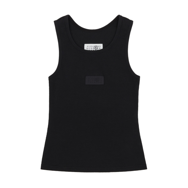 MM6 Maison Margiela Ribbed Jersey Tank Top in Black | Sleeveless | Luxury Shoes 