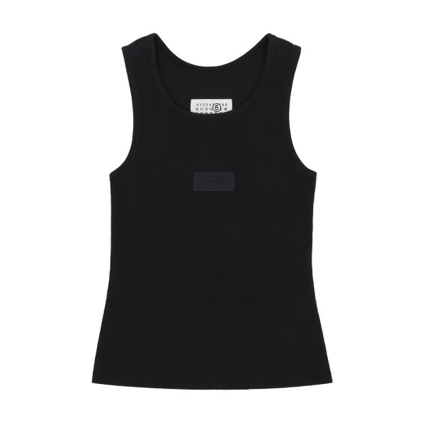 MM6 Maison Margiela Ribbed Jersey Tank Top in Black | Sleeveless | Luxury Shoes 