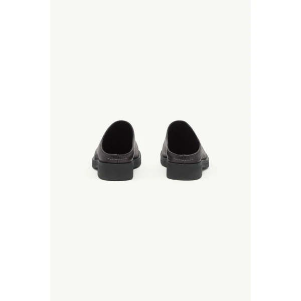 MM6 Maison Margiela Round-Toe Leather Biker Mules in Black, view 4 | Mules | Luxury Shoes 