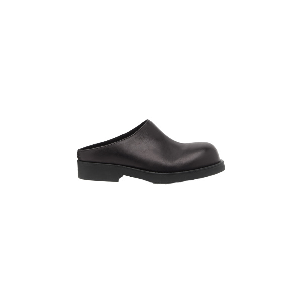 MM6 Maison Margiela Round-Toe Leather Biker Mules in Black | Mules | Luxury Shoes 