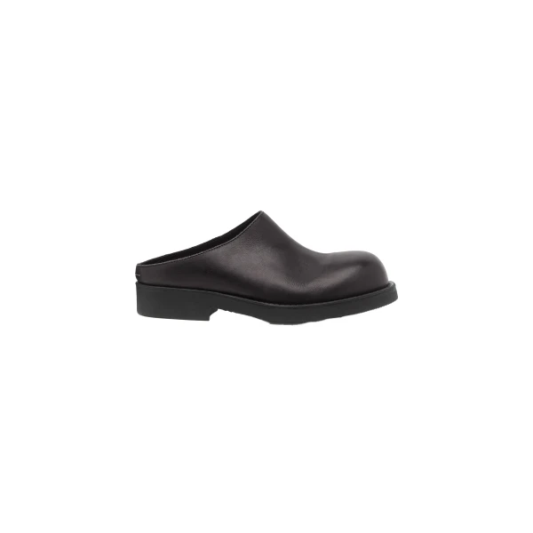 MM6 Maison Margiela Round-Toe Leather Biker Mules in Black | Mules | Luxury Shoes 