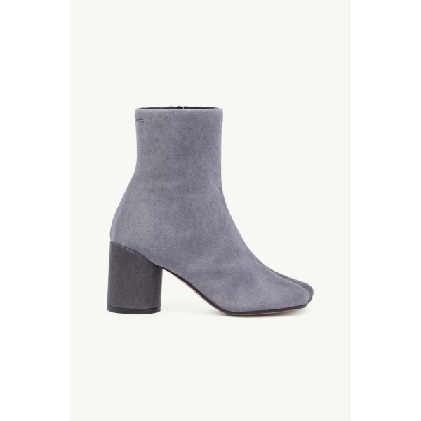 MM6 Maison Margiela Satin Anatomic Ankle Boots in Grey, view 2 | Boots | Luxury Shoes 
