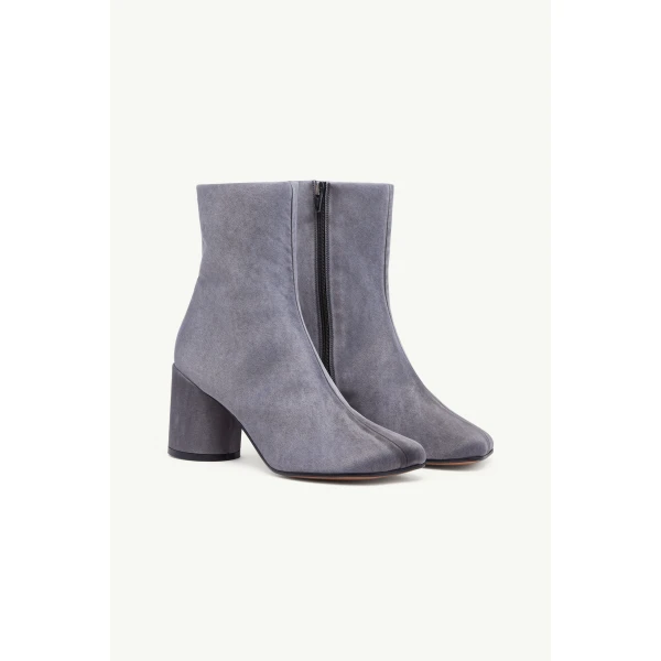 MM6 Maison Margiela Satin Anatomic Ankle Boots in Grey, view 3 | Boots | Luxury Shoes 