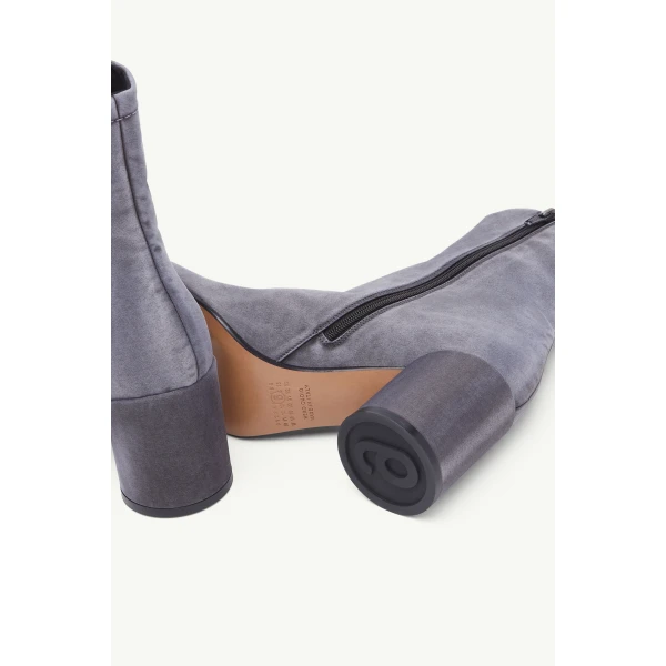 MM6 Maison Margiela Satin Anatomic Ankle Boots in Grey, view 6 | Boots | Luxury Shoes 