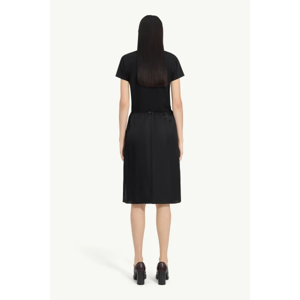 MM6 Maison Margiela Satin Midi Skirt in Black, view 4 | Midi Skirts | Luxury Shoes 