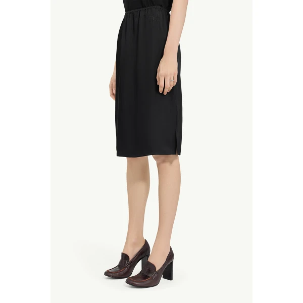 MM6 Maison Margiela Satin Midi Skirt in Black, view 5 | Midi Skirts | Luxury Shoes 