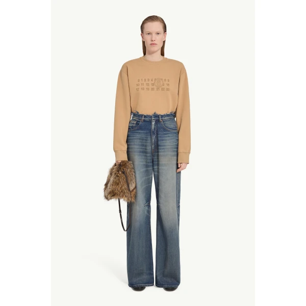 MM6 Maison Margiela Seamed Wide-Leg Jeans in Blue, view 2 | Denim | Luxury Shoes 
