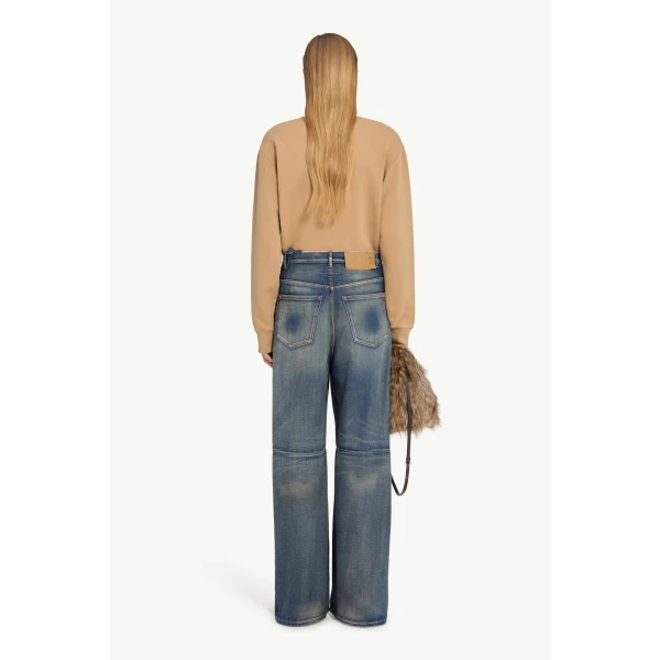 MM6 Maison Margiela Seamed Wide-Leg Jeans in Blue, view 4 | Denim | Luxury Shoes 