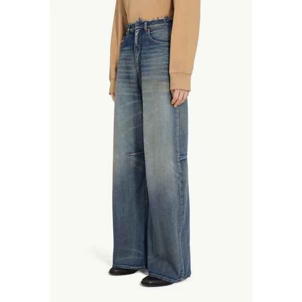 MM6 Maison Margiela Seamed Wide-Leg Jeans in Blue, view 5 | Denim | Luxury Shoes 