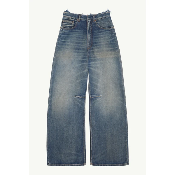 MM6 Maison Margiela Seamed Wide-Leg Jeans in Blue, view 6 | Denim | Luxury Shoes 