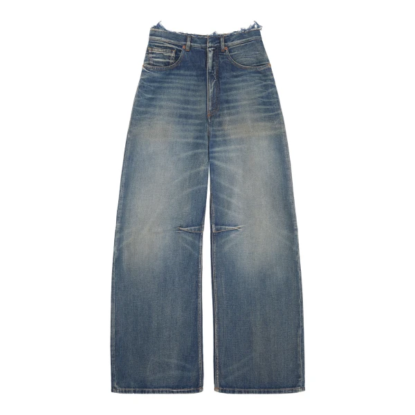 MM6 Maison Margiela Seamed Wide-Leg Jeans in Blue | Denim | Luxury Shoes 