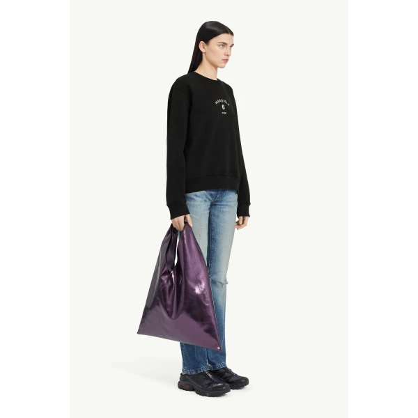 MM6 Maison Margiela Signature Jersey Sweatshirt in Black, view 3 | Hoodies | Luxury Shoes 
