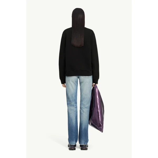 MM6 Maison Margiela Signature Jersey Sweatshirt in Black, view 4 | Hoodies | Luxury Shoes 