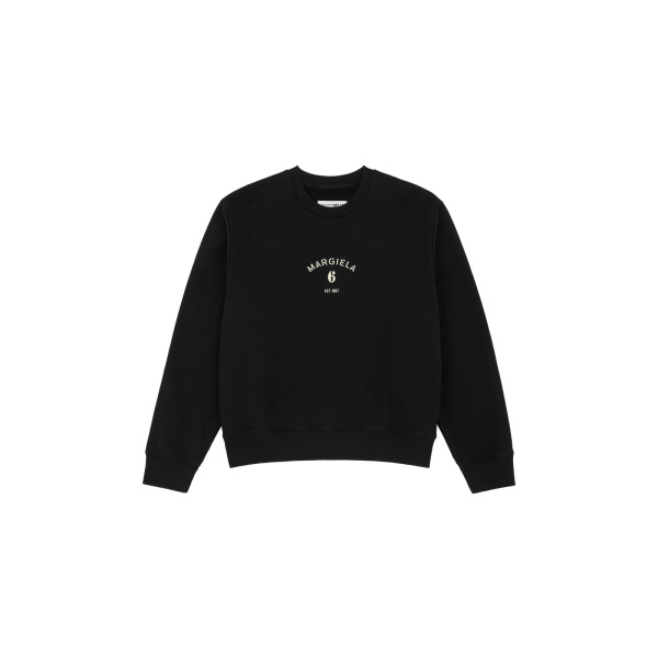 MM6 Maison Margiela Signature Jersey Sweatshirt in Black | Hoodies | Luxury Shoes 