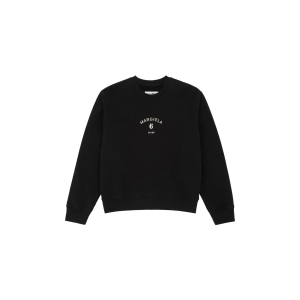 MM6 Maison Margiela Signature Jersey Sweatshirt in Black | Hoodies | Luxury Shoes 