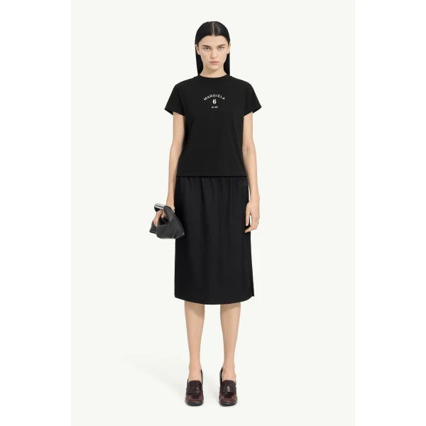 MM6 Maison Margiela Signature Jersey T-Shirt in Black, view 2 | T-shirts | Luxury Shoes 