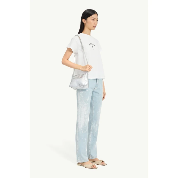 MM6 Maison Margiela Signature Jersey T-Shirt in White, view 3 | T-shirts | Luxury Shoes 