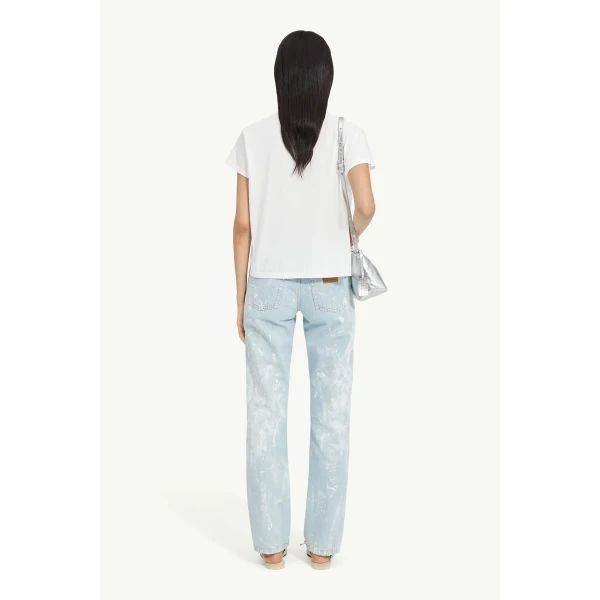 MM6 Maison Margiela Signature Jersey T-Shirt in White, view 4 | T-shirts | Luxury Shoes 