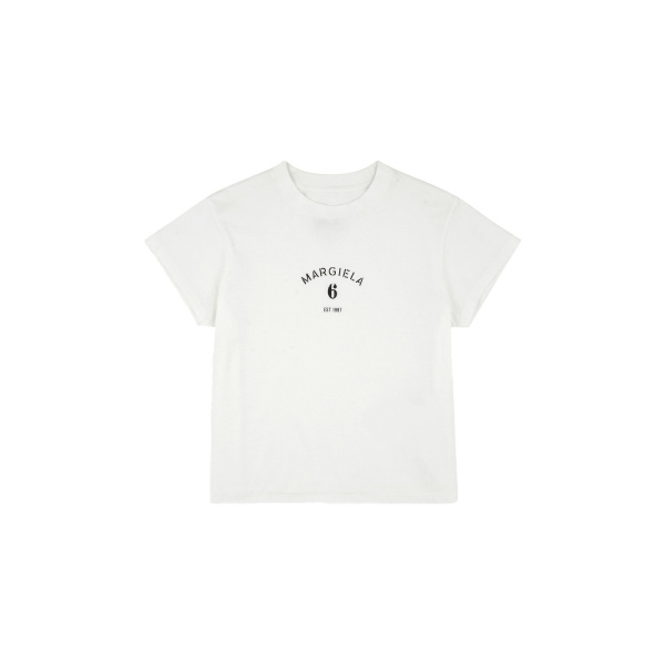 MM6 Maison Margiela Signature Jersey T-Shirt in White | T-shirts | Luxury Shoes 