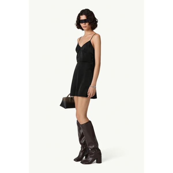 MM6 Maison Margiela Slip Mini Dress in Black, view 3 | Mini Dresses | Luxury Shoes 