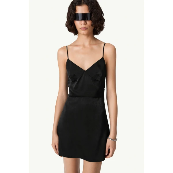 MM6 Maison Margiela Slip Mini Dress in Black, view 5 | Mini Dresses | Luxury Shoes 