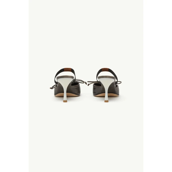 MM6 Maison Margiela Square-Toe Leather Ballerina Mules in Brown, view 4 | Mules | Luxury Shoes 