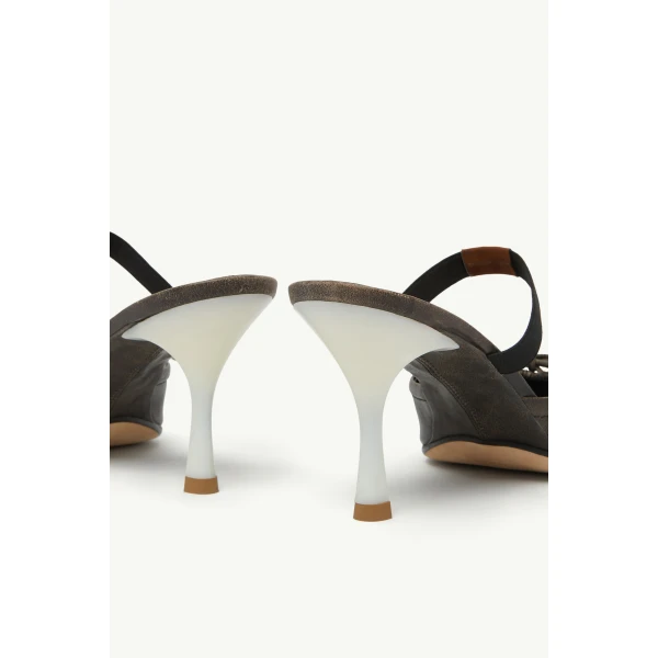 MM6 Maison Margiela Square-Toe Leather Ballerina Mules in Brown, view 6 | Mules | Luxury Shoes 