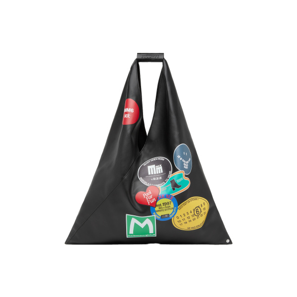 MM6 Maison Margiela Sticker-Print Japanese Bag Classic Medium in Black | Totes & Top-Handle Bags | Luxury Shoes 