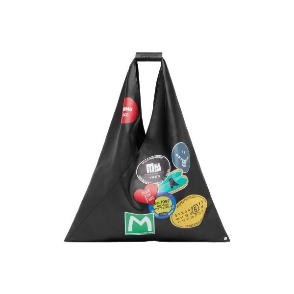 MM6 Maison Margiela Sticker-Print Japanese Bag Classic Medium in Black | Totes & Top-Handle Bags | Luxury Shoes 