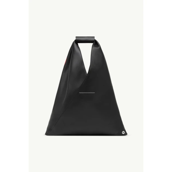MM6 Maison Margiela Sticker-Print Japanese Bag Classic Small in Black, view 4 | Totes & Top-Handle Bags | Luxury Shoes 