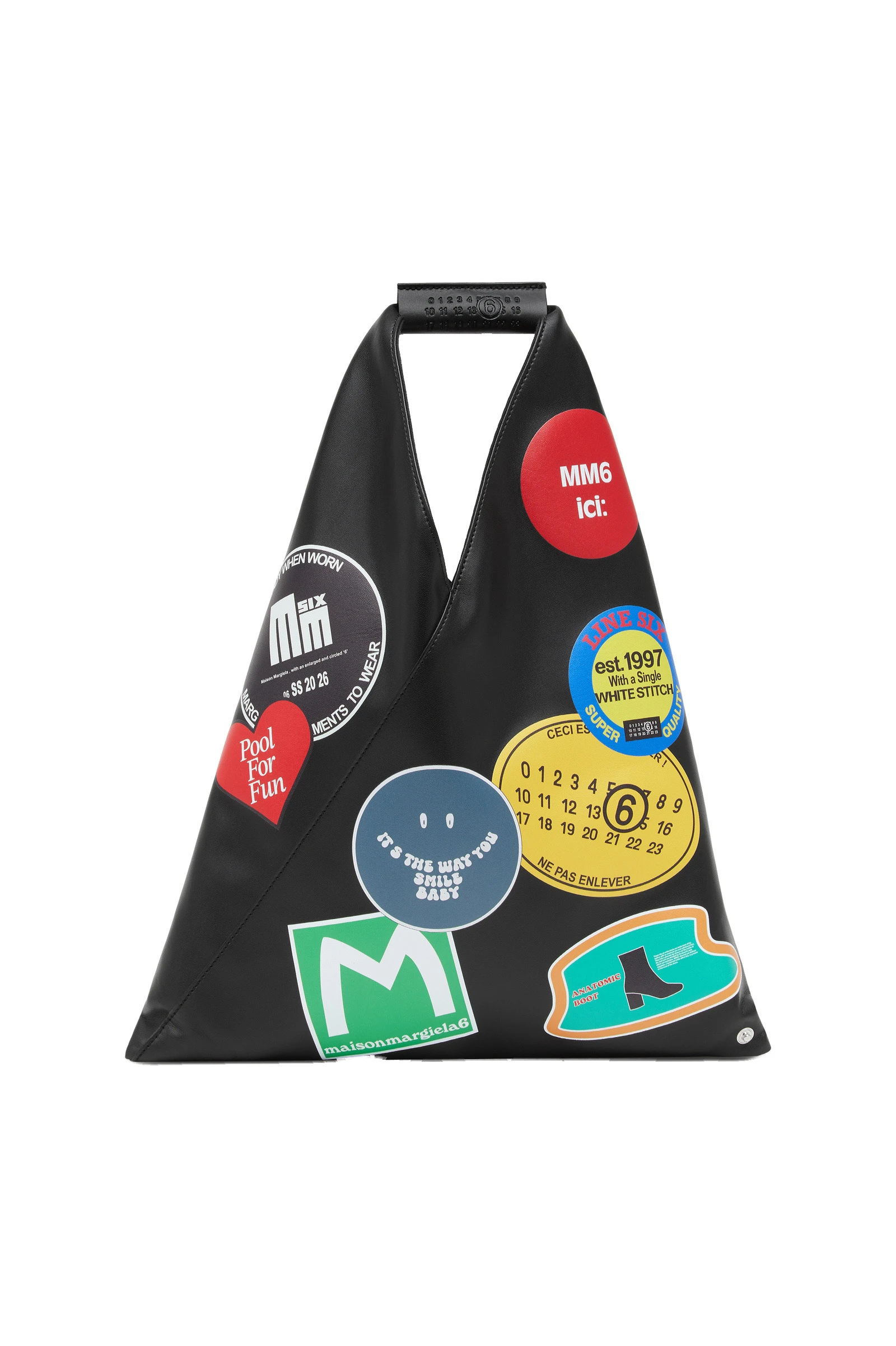 MM6 Maison Margiela Sticker-Print Japanese Bag Classic Small in Black MM6 Maison Margiela Sticker-Print Japanese Bag Classic Small in Black | Totes & Top-Handle Bags | Luxury Shoes