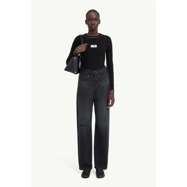 MM6 Maison Margiela Straight-Leg Jeans in Dark Blue, view 2 | Denim | Luxury Shoes 
