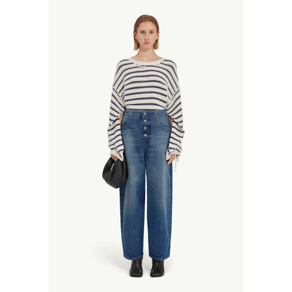 MM6 Maison Margiela Straight Leg Jeans in Light Blue, view 2 | Denim | Luxury Shoes 