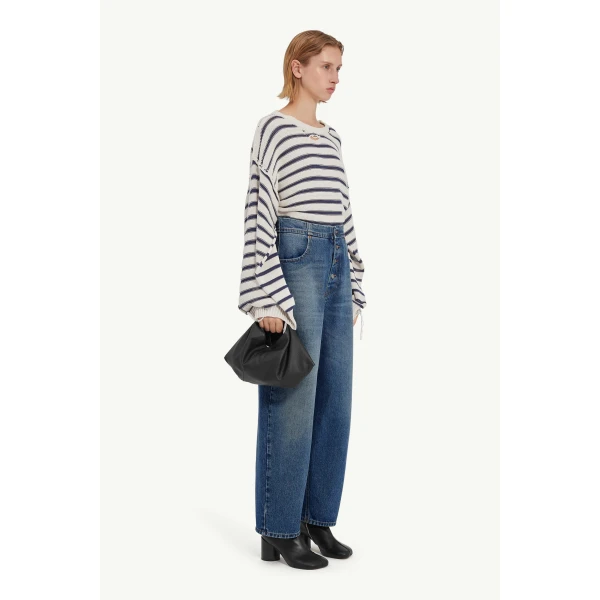 MM6 Maison Margiela Straight Leg Jeans in Light Blue, view 3 | Denim | Luxury Shoes 