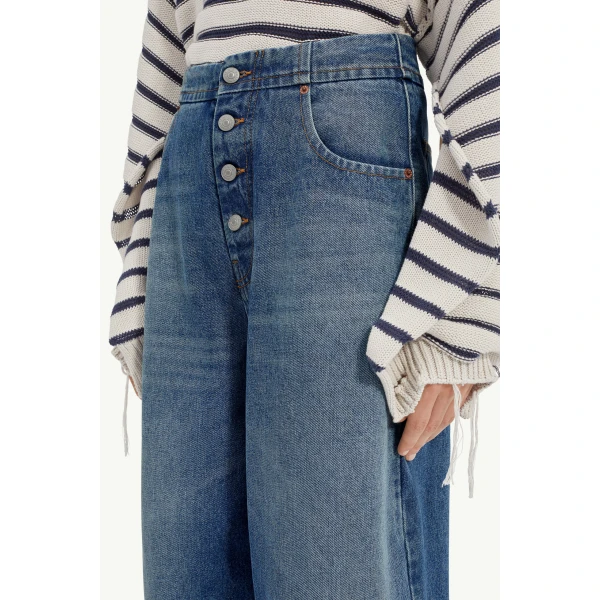 MM6 Maison Margiela Straight Leg Jeans in Light Blue, view 5 | Denim | Luxury Shoes 
