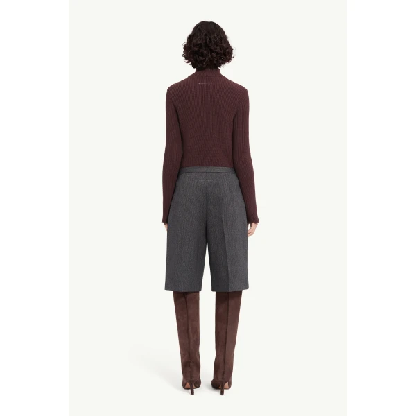 MM6 Maison Margiela Striped Wool Blend Tailored Shorts in Grey, view 4 | Shorts | Luxury Shoes 
