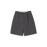 MM6 Maison Margiela Striped Wool Blend Tailored Shorts in Grey | Shorts | Luxury Shoes 