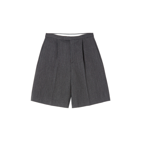 MM6 Maison Margiela Striped Wool Blend Tailored Shorts in Grey | Shorts | Luxury Shoes 