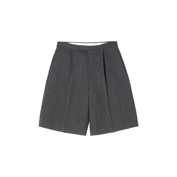 MM6 Maison Margiela Striped Wool Blend Tailored Shorts in Grey | Shorts | Luxury Shoes 