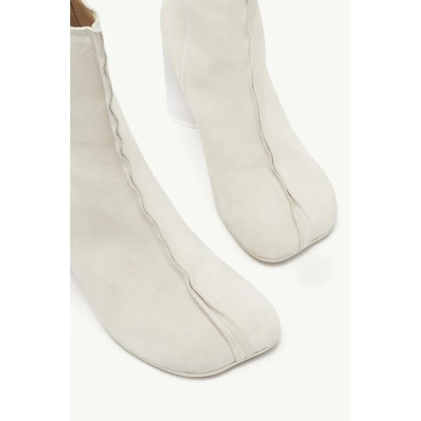 MM6 Maison Margiela Suede Anatomic Stitch Toe Ankle Boots in Alabaster, view 5 | Boots | Luxury Shoes 