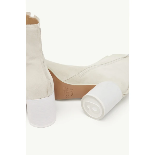 MM6 Maison Margiela Suede Anatomic Stitch Toe Ankle Boots in Alabaster, view 6 | Boots | Luxury Shoes 