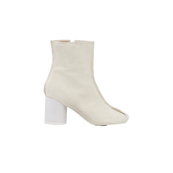 MM6 Maison Margiela Suede Anatomic Stitch Toe Ankle Boots in Alabaster | Boots | Luxury Shoes 