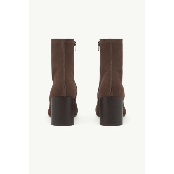 MM6 Maison Margiela Suede Anatomic Stitch Toe Ankle Boots in Tapenade, view 4 | Boots | Luxury Shoes 