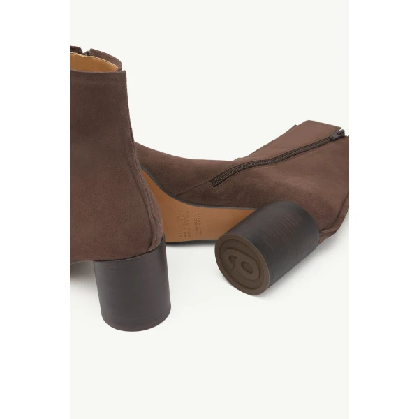 MM6 Maison Margiela Suede Anatomic Stitch Toe Ankle Boots in Tapenade, view 6 | Boots | Luxury Shoes 