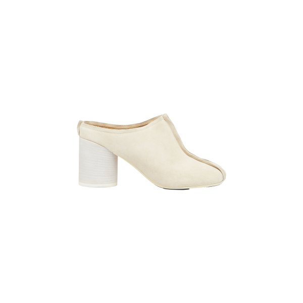 MM6 Maison Margiela Suede Anatomic Stitch Toe Mule in Pink Beige | Mules | Luxury Shoes 