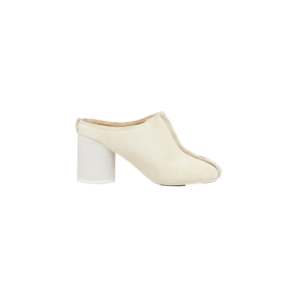 MM6 Maison Margiela Suede Anatomic Stitch Toe Mule in Pink Beige | Mules | Luxury Shoes 