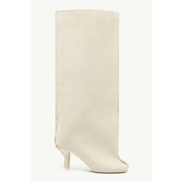 MM6 Maison Margiela Suede Anatomic Tube Boots in Pink Beige, view 2 | Boots | Luxury Shoes 