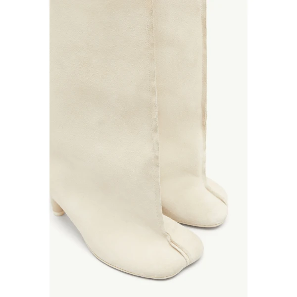 MM6 Maison Margiela Suede Anatomic Tube Boots in Pink Beige, view 5 | Boots | Luxury Shoes 