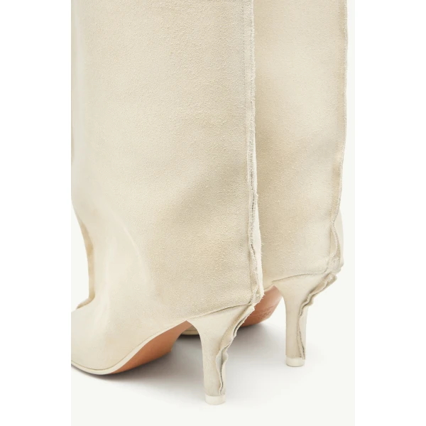 MM6 Maison Margiela Suede Anatomic Tube Boots in Pink Beige, view 6 | Boots | Luxury Shoes 