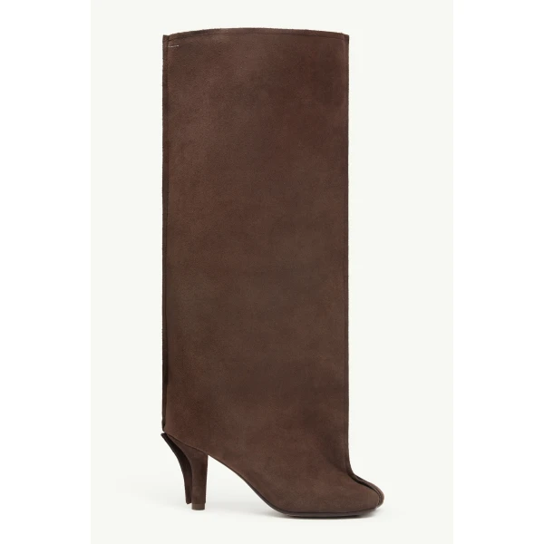 MM6 Maison Margiela Suede Anatomic Tube Boots in Tapenade, view 2 | Boots | Luxury Shoes 